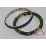 Green stone bracelet & silver malachite bracelet from Chile