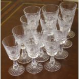 Twelve Waterford crystal wine glasses Lismore pattern