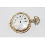 Ladies Waltham gilt pocket watch in a Keystone watch case, enamel dial with second hand, size: