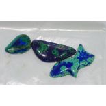 Three good pieces of azurite suitable for jewellery making