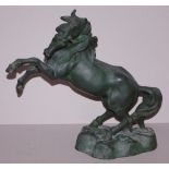 Vintage spelter prancing horse 34cm high approx.