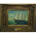 F Harvey (unknown) USA Clipper oil on board, signed lower right