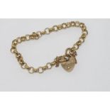 9ct yellow gold bracelet with heart clasp weight: approx 7.6 grams, size: approx 15cm