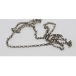 Antique silver double fob chain with parrot clasp size: approx 37cm doubled with parrot clasp (