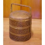 Woven cane 3 tier basket 70cm high approx
