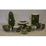Susie Cooper coffee set 15 pieces together with extra hot water pot, tea pot, sugar & creamer & a