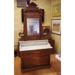Antique French walnut marble top washstand 106cm wide, 48cm deep, 229cm high