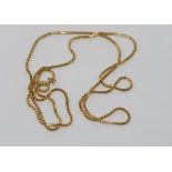 Long 9ct yellow gold box chain necklace weight: approx 7.4 grams, size: approx 61cm