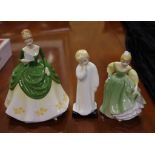 Three Royal Doulton figurines Soiree, HN 4864 and Fair Maiden, HN 2211 and Darling, HN 1985, 16.