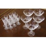 Sixteen Waterford crystal "Lismore"glasses comprising of 5 cocktail glasses, and 11 liquor glasses