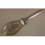 William IV sterling silver fish slice hallmarked London 1831, 29.5cm long approx.