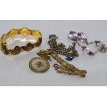 German silver brooch and bracelet together with three other bracelets