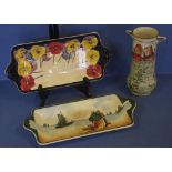 Royal Doulton 'Pansy' sandwich tray together with a Series Ware sandwich plate and a twin handled