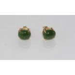 18ct yellow gold and green stone earrings weight: approx 3.4 grams