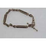 Vintage fob chain bracelet with t-bar marked 925