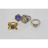 18ct gold ring (tested as 18ct) with opal weight: approx 6 grams, size: J/4-5, together with a