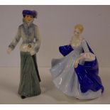 Royal Doulton "Dulcie HN2305" lady figurine together with a Goebel lady figurine, H21cm approx (