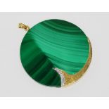 14ct yellow gold, diamond and malachite pendant weight: approx 20.5 grams, size approx 5cm