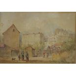 Artist unknown, English town scene watercolour, 16.5 x 24 cm approx.