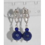 Lapis lazuli drop earrings on silver