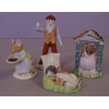 Three Royal Albert bunnykins figurines to include Benjamin wakes up, Miss Door mouse, Mr Mc