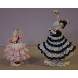 Good Dresden "Carmen Spanish dancer" figurine together with one other smaller Dresden figurine,
