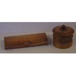 Vintage turned timber tobacco jar together with a cigar box