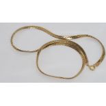 9ct yellow gold flat link necklace weight: approx 11.9 grams, size: approx 46cm
