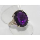 Silver and amethyst ring size: O-P/7