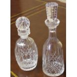 Two Waterford crystal "Lismore" decanters H cm (tallest)