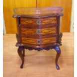 French style 3 drawer inlaid chest 74cm wide, 41cm deep, 56cm high