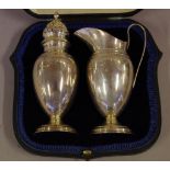 Victorian sterling silver cream jug & sugar sifter hallmarked London 1906, maker Edward Barnard &