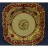Royal Worcester floral and gilt display plate W24cm approx
