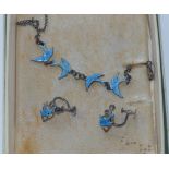 Vintage bluebird necklace and earring set