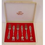 Set of 6 Norwegian silver cake forks by Brødrene Mylius, 830/1000 purity, 108 grams approx