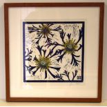 Ireni Clarke limited edition floral woodblock signed lower right, edition 1/20, 33cm X 32cm approx