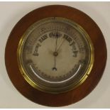 Edwardian wall Barometer/thermometer with silvered dial and timber case,D24cm approx