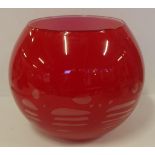 Large Villeroy and Boch red bubble art glass vase H25cm approx