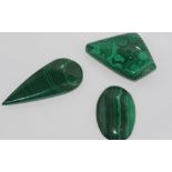 Three good pieces of malachite suitable for pendants