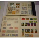 Two albums of world stamps including Australian pre decimal mint blocks