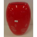 Villeroy and Boch red bubble art glass vase H23cm approx