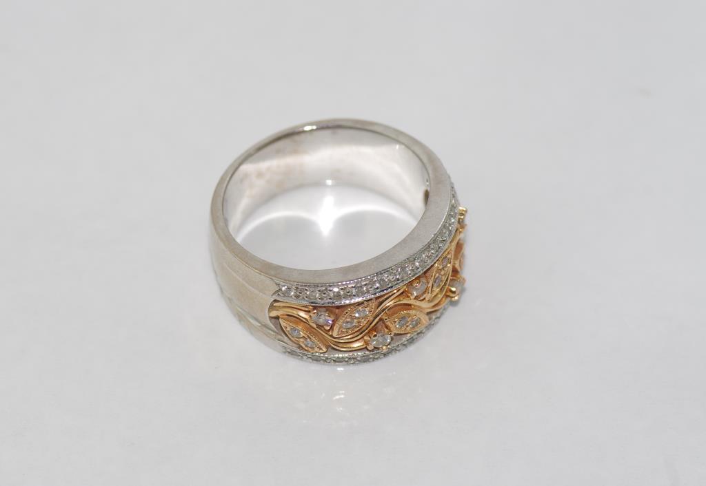 18ct white and rose gold, diamond ring weight: approx 11.7 grams, size: O/7 - Image 2 of 2