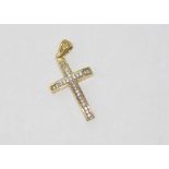 18ct yellow gold and diamond cross weight: approx 2.78 grams, size: approx 2.75cm including bale