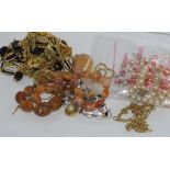 Various costume necklaces, bracelets etc