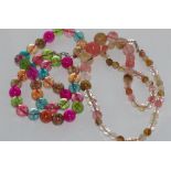 Two colourful glass bead necklaces