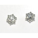 18ct white gold and diamond studs 6 claw set TDW=1.23 cts H/Si3, weight: approx 1.56 grams