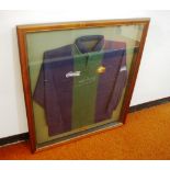 Steve Waugh memorabilia 2002 Ashes tour shirt timber glass framed, Cricket collectable