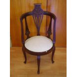 Edwardian tub chair with carved panels, 50.5cm wide, 98cm high