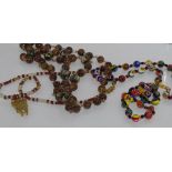 Three various vintage necklaces including cloisonne and glass