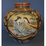 Large Chinese vase with figural & floral decoration, 31cm high approx